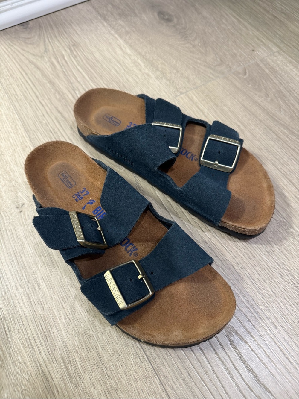 Birkenstock Women’s Navy Suede Two-Strap Sandals - Picture 3 of 3